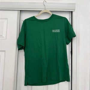 Ganni Green Short-Sleeve Logo Tee
